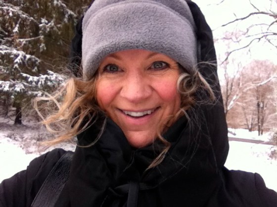 All wrapped up like a quail against the chill