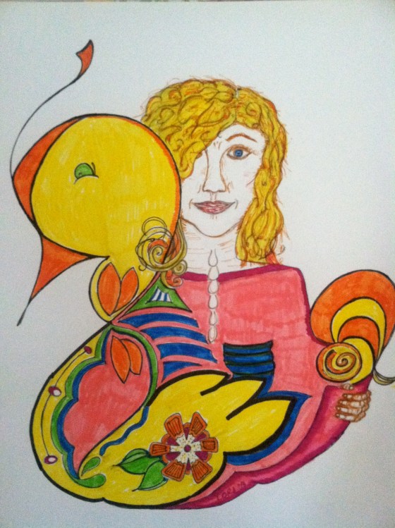 My self-portrait in colored markers!